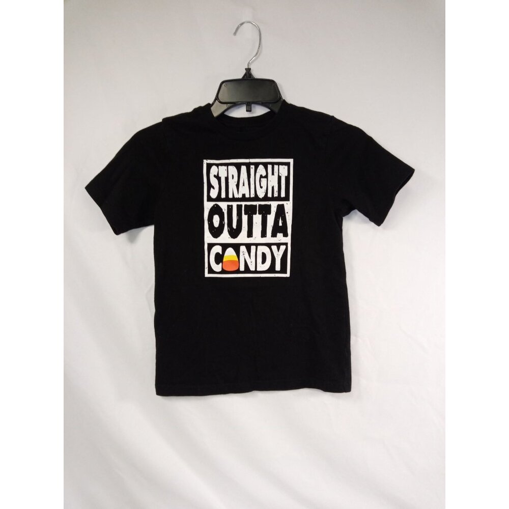 Celebrate Halloween Kid's "Straight Outta Candy" Black Short Sleeve T-shirt, Top
